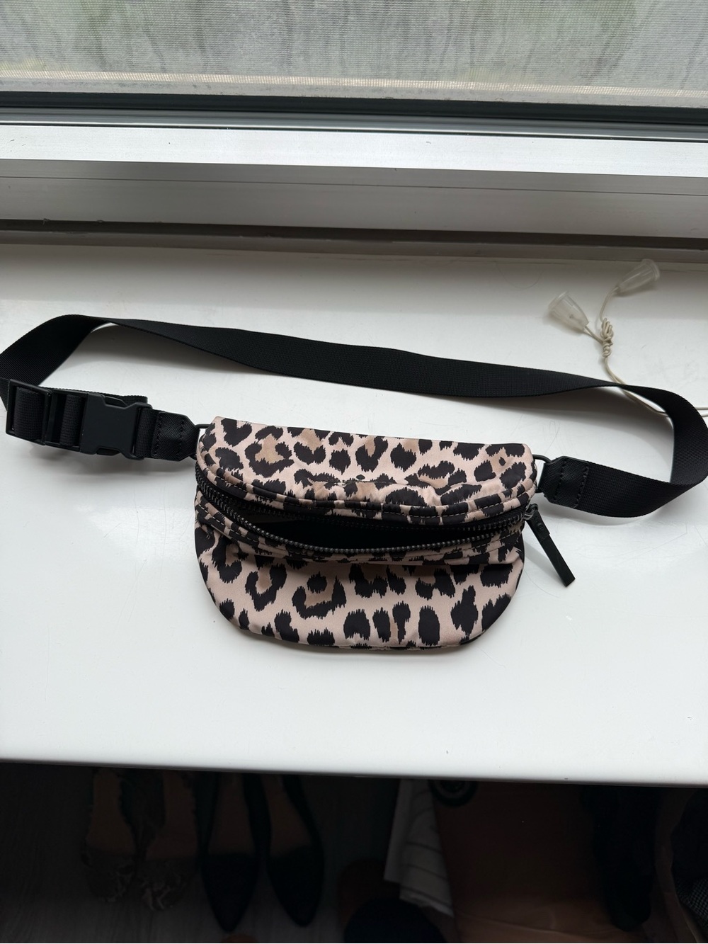 kate spade Leopard Print Belt Bag in Black & Cream